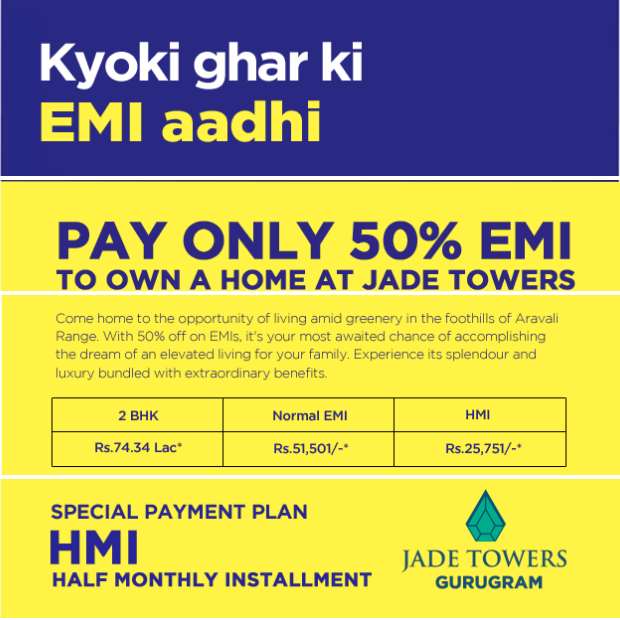 Pay only 50% EMI to own a home at Supertech Jade Towers in Gurgaon